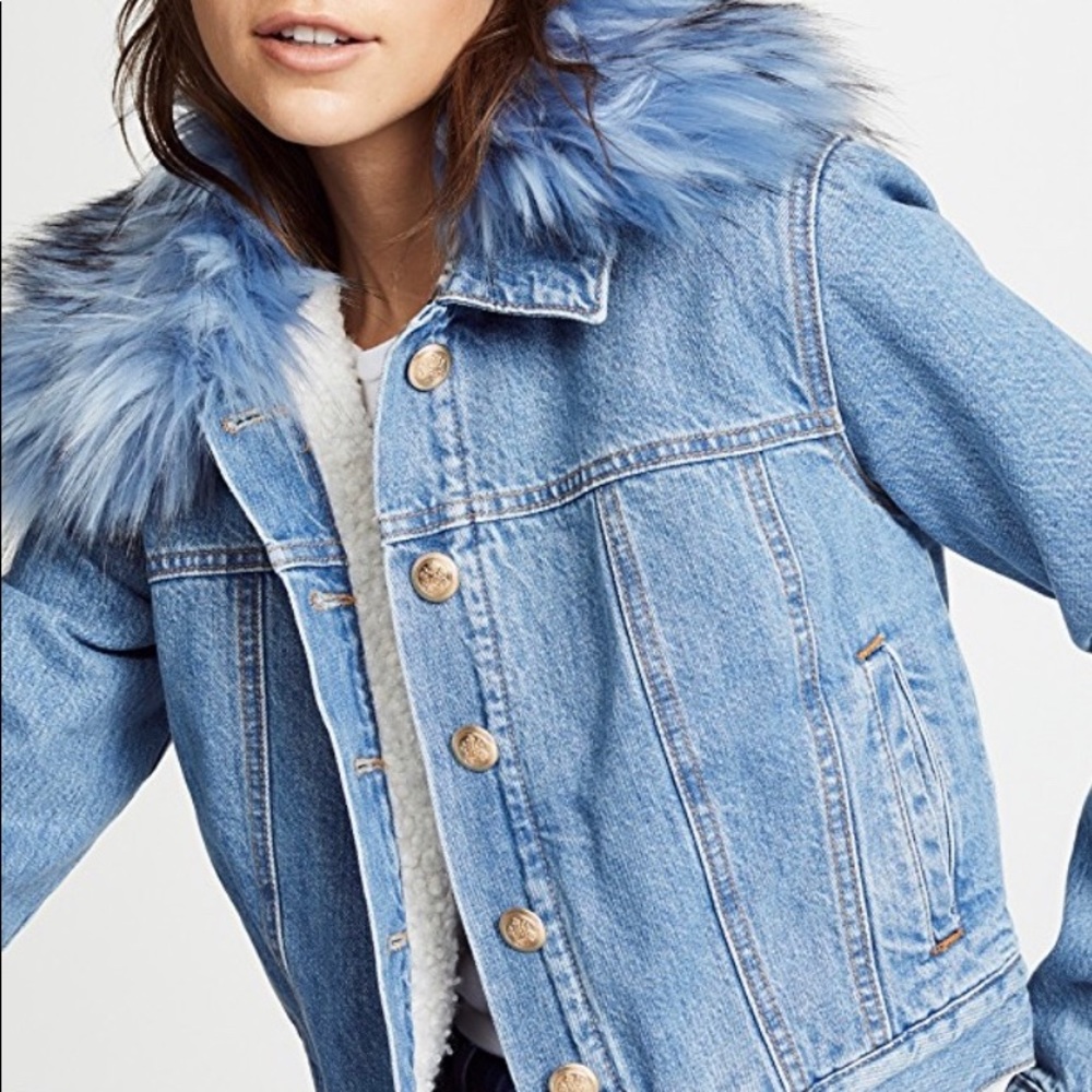 ei8htdreams Shearling Lined Cropped Denim Jacket